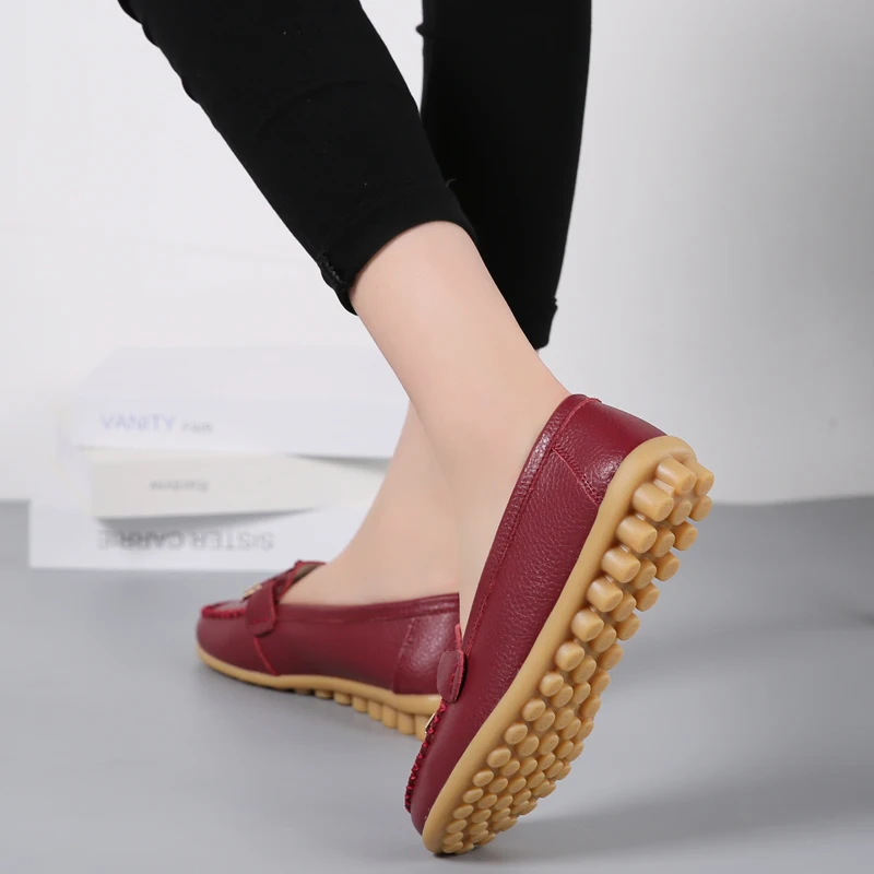 Genuine Leather New Woman Flats Shoes Ballet Flat Sneakers Soft Moccasins Ladies Boat Ballerina Espadrilles Creepers