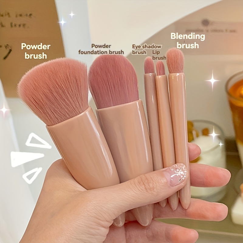 Portable Makeup Brush Set with Mirror Foldable Travel Kit