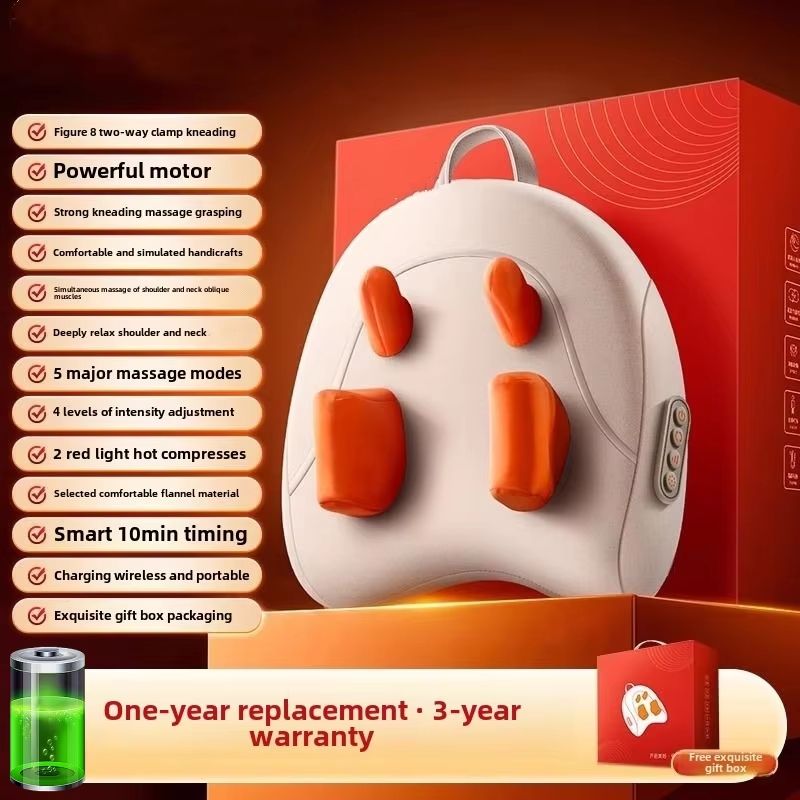 Wireless Electric Trapezius Massage Pillow – Shiatsu Neck, Shoulder, and Waist Massager with Heat