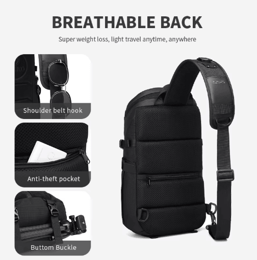 OZUKO Large Capacity Waterproof Sling Bag Mens Crossbody Travel & Messenger Chest Bag