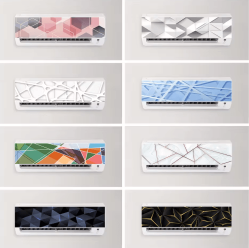 3D Geometric Air Conditioner Panel Sticker Abstract Illusion Wall Decal