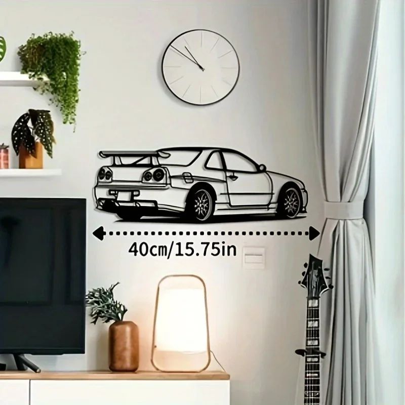 Metal Car Wall Art Decor Racing Vehicle Wall Sculpture for Home Office
