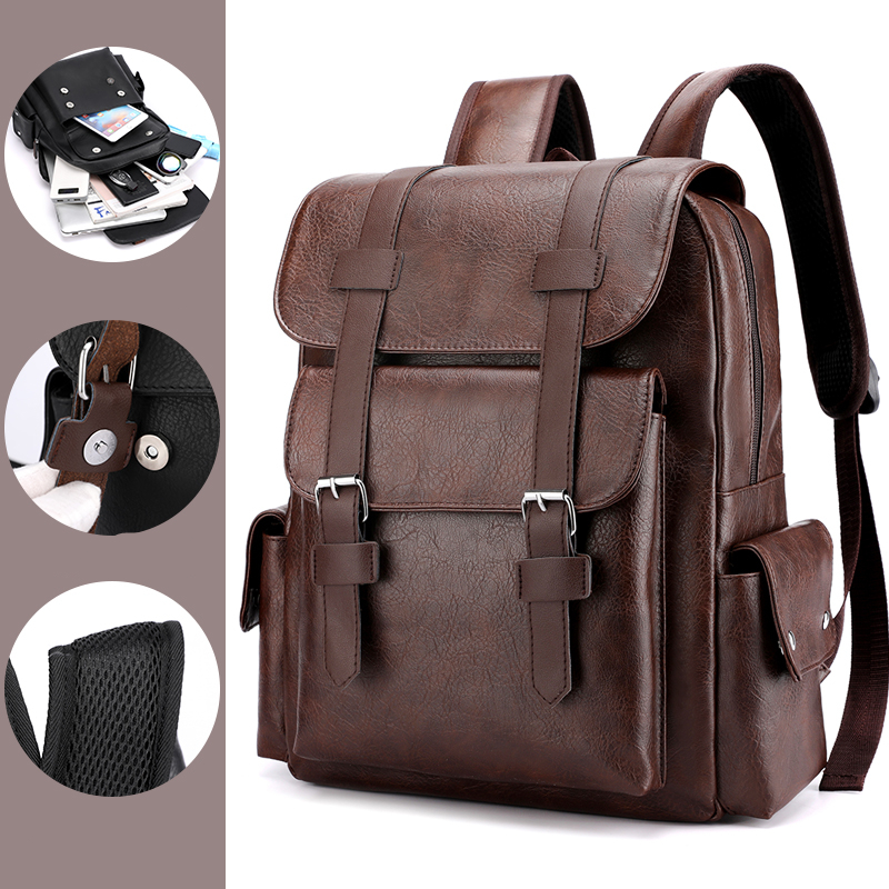 Premium mens leather backpack with Laptop Sleeve Large Capacity Business Travel Bag