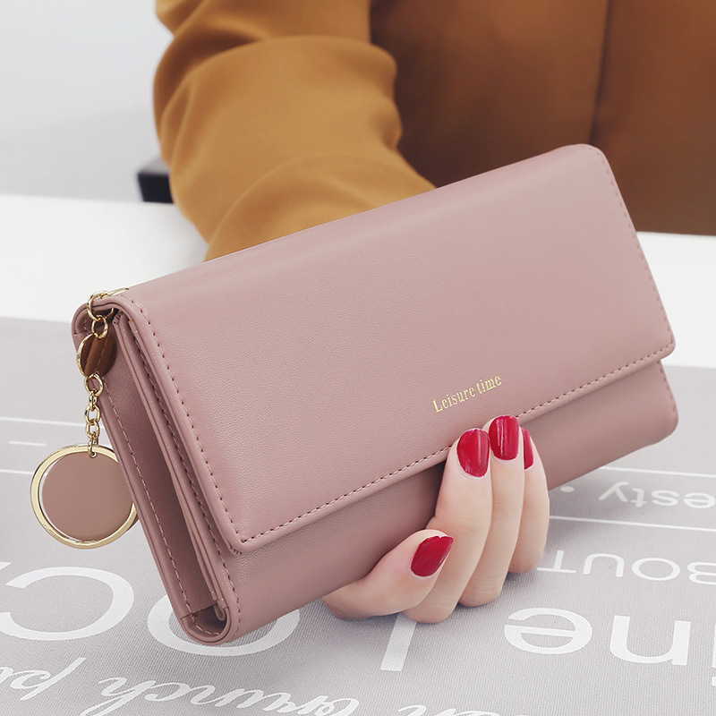 Fashion Womens Leather Long Wallet Multi functional Fold Purse Fresh Female Clutch Card Holder