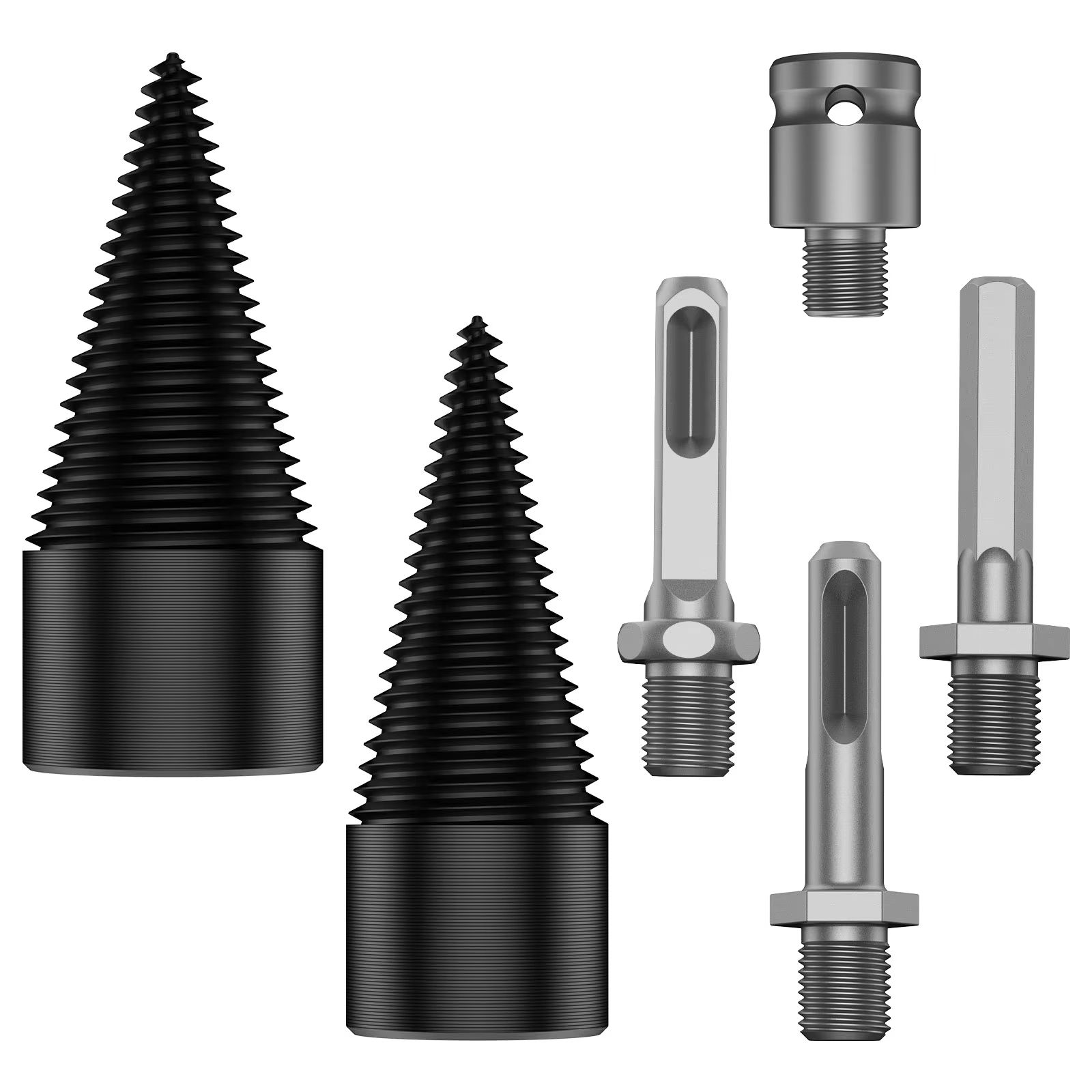 Heavy Duty Firewood Log Splitter Drill Bit High Carbon Steel Wood Splitting Cone (1/2/4PCS)