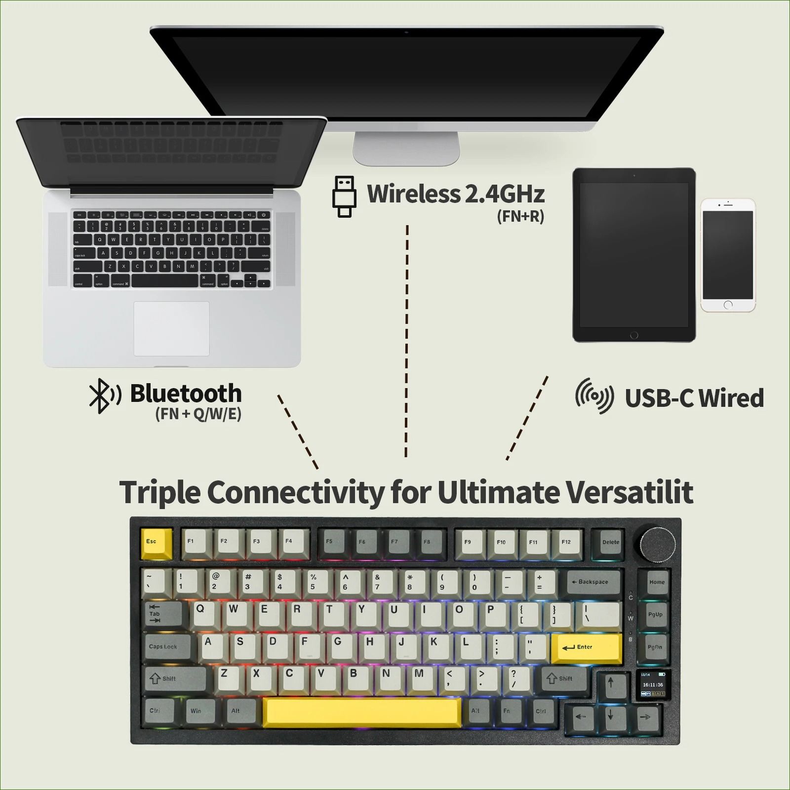 Premium Wireless Mechanical Keyboard with TFT Display