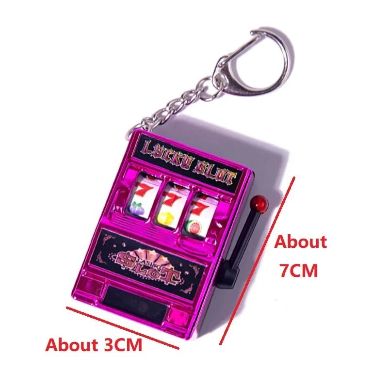 Funny Mini Slot Machine Toy Keychain Fruit Gaming Machine Bag Pendant Charm