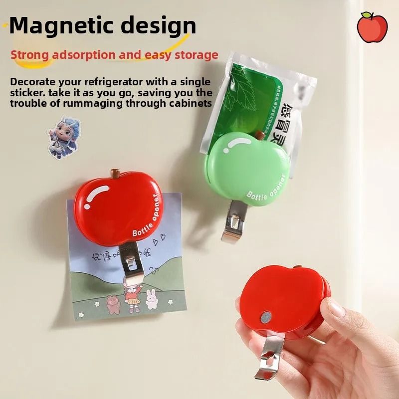 3-in-1 Magnetic Apple-Shaped Bottle Opener & Sealing Clip