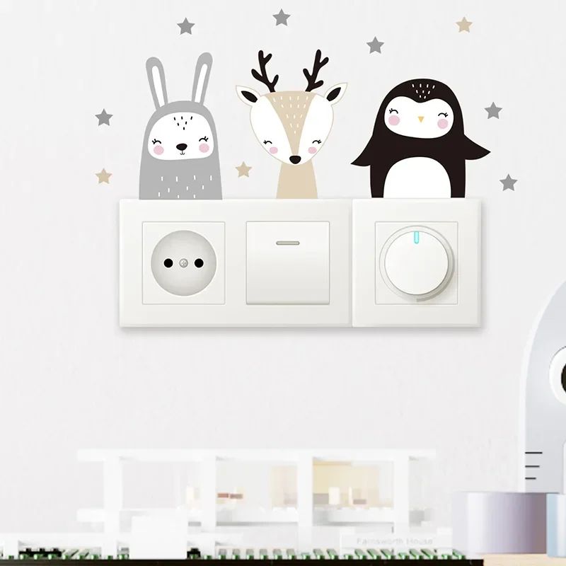 Cute Cartoon Animal Light Switch Wall Stickers Kids Room