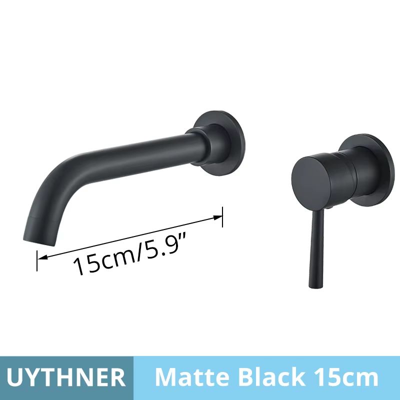 Brushed Gold & Black Concealed Wall Mounted Basin Faucet Mixer