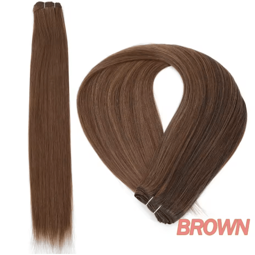 32-Inch Ombre Straight Synthetic Hair Bundle, 200g High-Temperature Fiber (27/613, Brown, Grey, M618)
