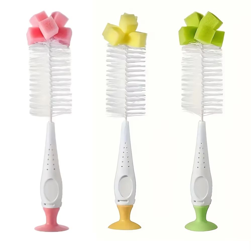 2-in-1 Milk Bottle Cleaning Brush with Nipple Brush & Suction Cup