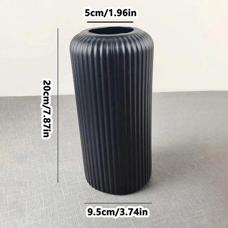 Modern Striped Decorative Flower Vase Ceramic Look Small Floral Display