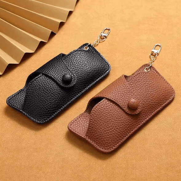 RetroCarry PU Leather Glasses Pouch with Lanyard Strap