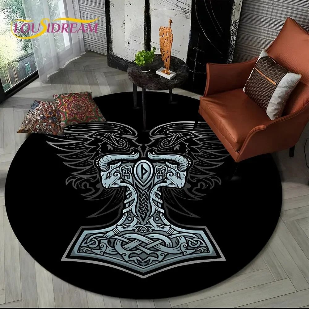 Viking Yggdrasil & Valknut Round Area Rug