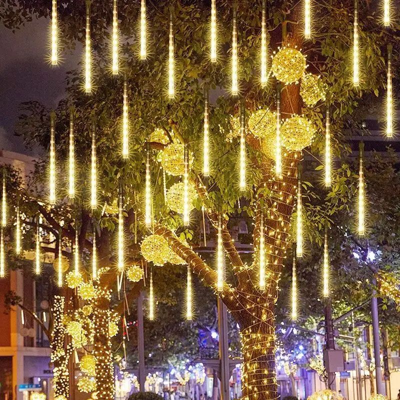 Outdoor LED Dripping Icicle Lights, Snowfall Effect Holiday Decor For Roof, Trees & More