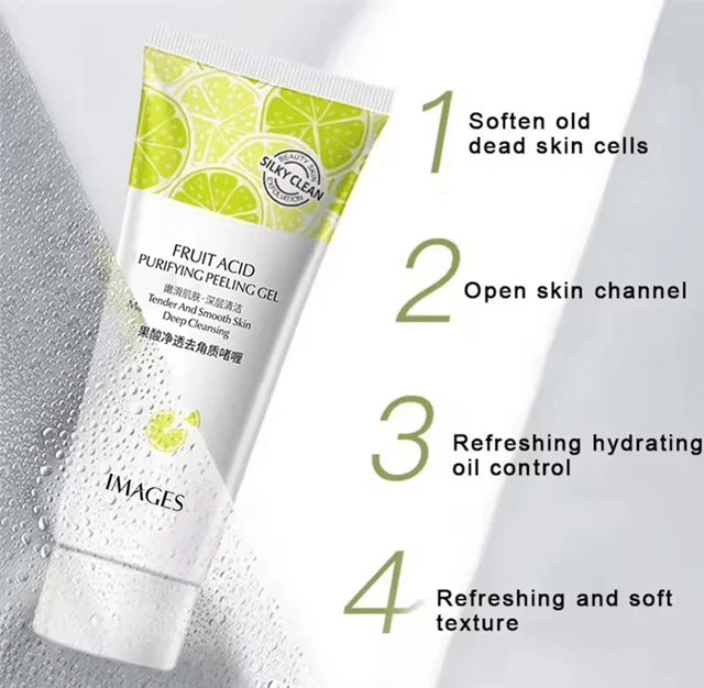 Natural Fruit Acid Peeling Gel Gentle Facial Exfoliating Cleanser
