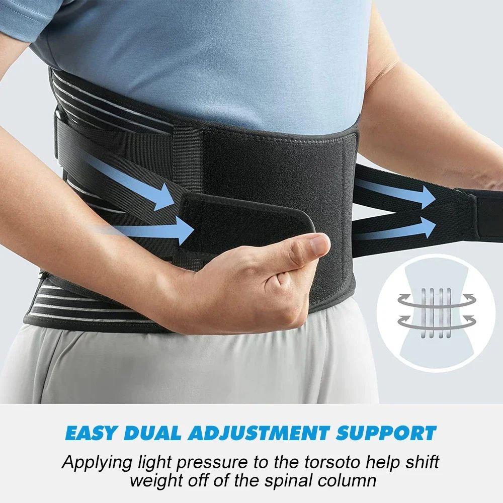 Adjustable Breathable Waist Brace, Lower Back Support Belt for Sciatica & Herniated Disc Relief, Back Brace