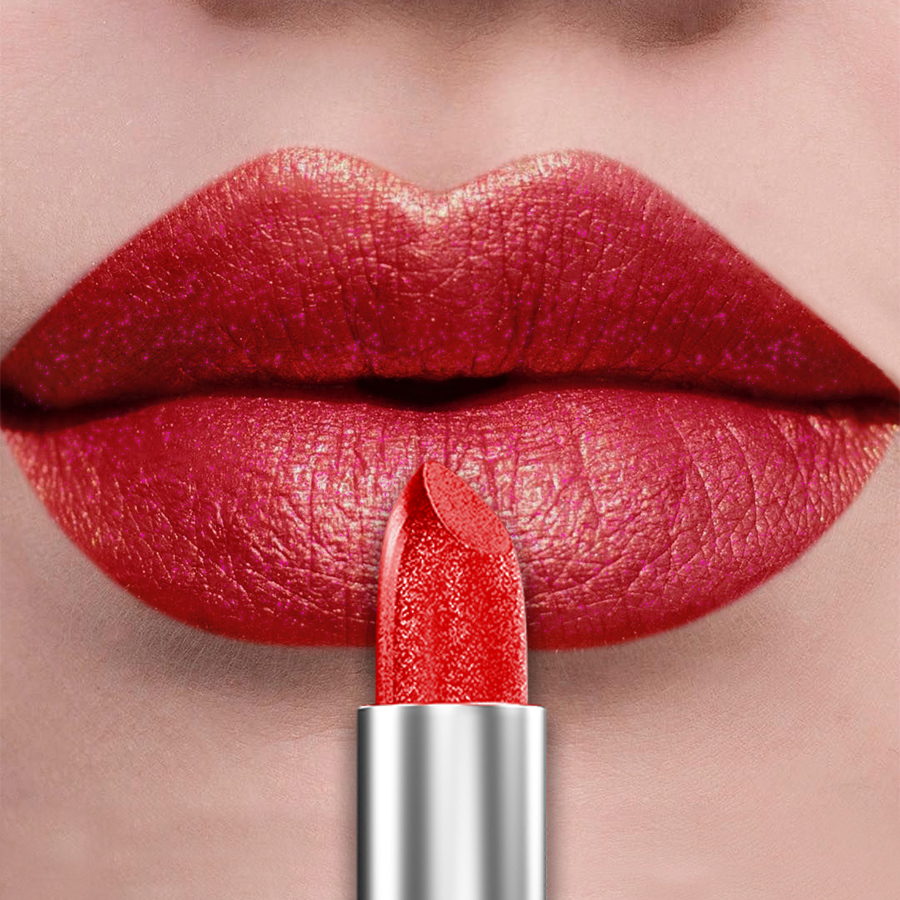 Bold Intense Glitter Metallic Lipstick Long-Lasting Pearlescent Lip Tint
