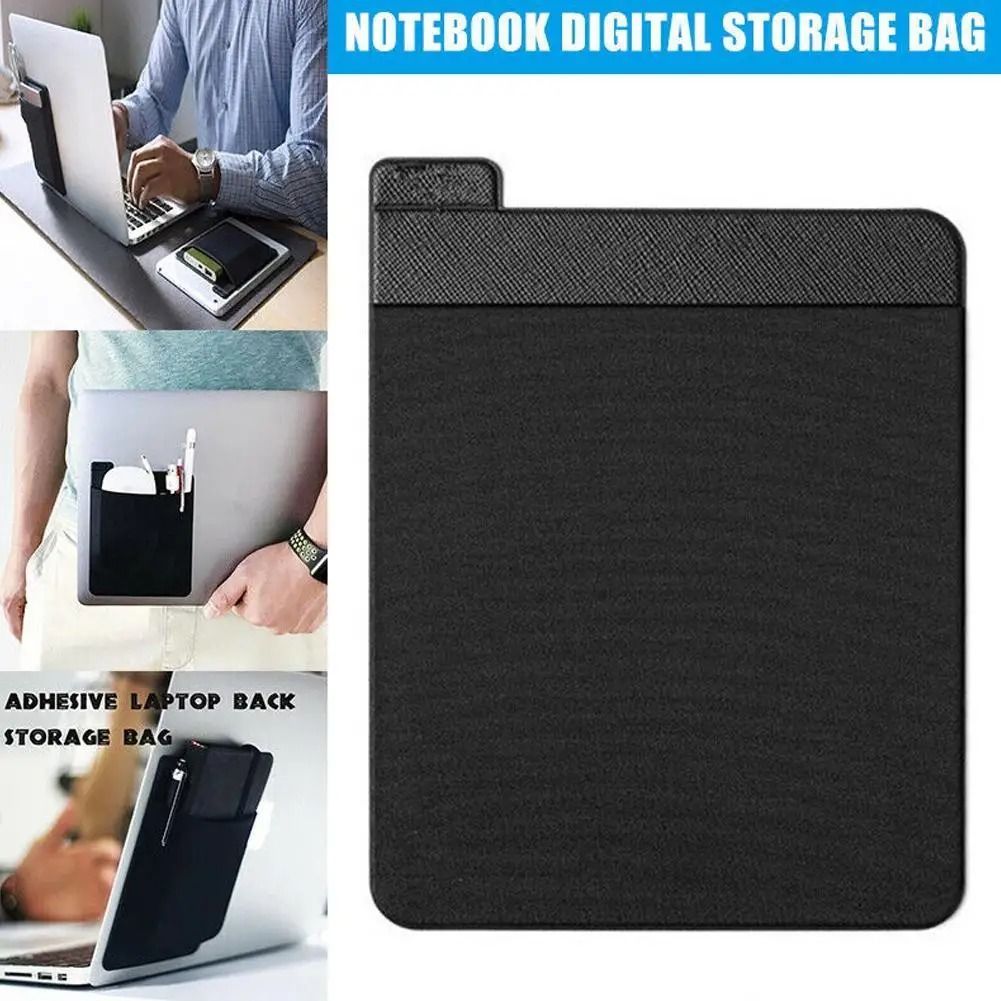 Adhesive Laptop Pocket Storage Pouch Stick On Sleeve Organizer for Accessories