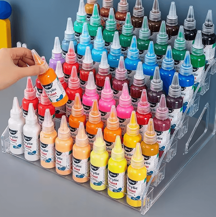7-Layer Transparent Paint Organizer Rack – Mini Craft Paint Storage Display Stand