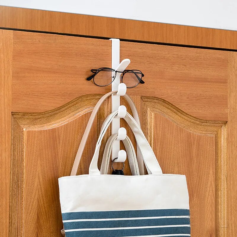 Bedroom Door Hanger Storage Rack Over the Door Clothes & Purse Holder Plastic Organizer Hooks
