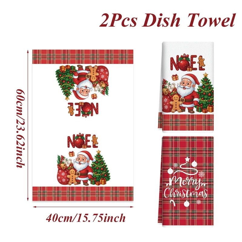 Merry Christmas Santa Kitchen Towels Set of 2