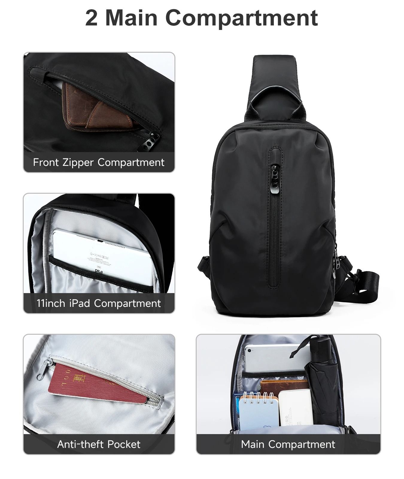 Waterproof Nylon Crossbody Sling Bag
