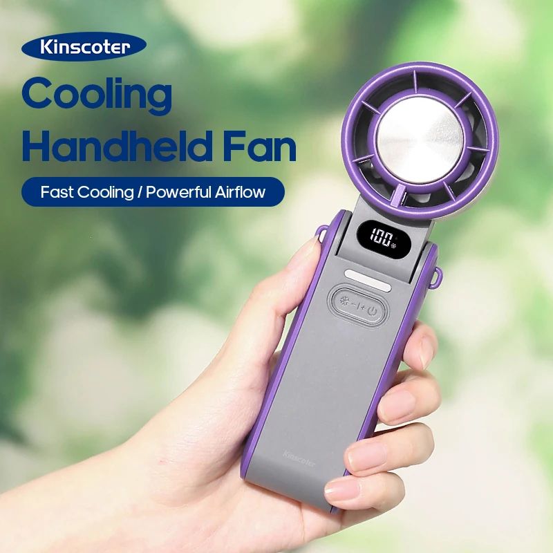 TurboCool Pro Rechargeable portable handheld fan – 3600 mAh, 100-Speed Foldable Mini Cooling Fan