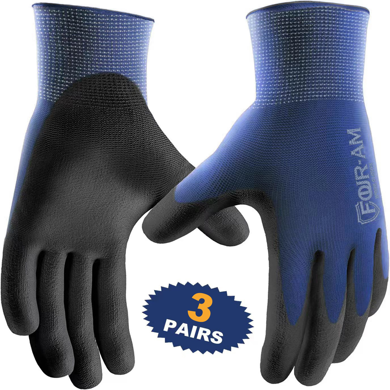 Ultra-Thin PU Coated Work Gloves for Excellent Grip Nylon Shell, Black Polyurethane Coated Safety Gloves Knit Wrist Cuff