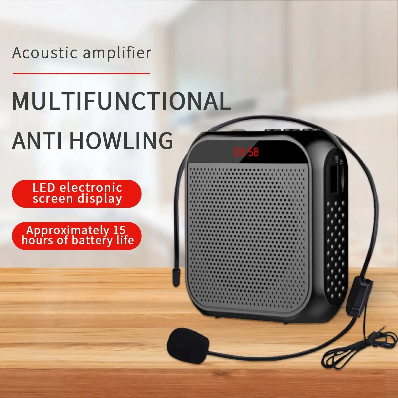Portable Voice Amplifier with Microphone for Teachers and Tour Guides