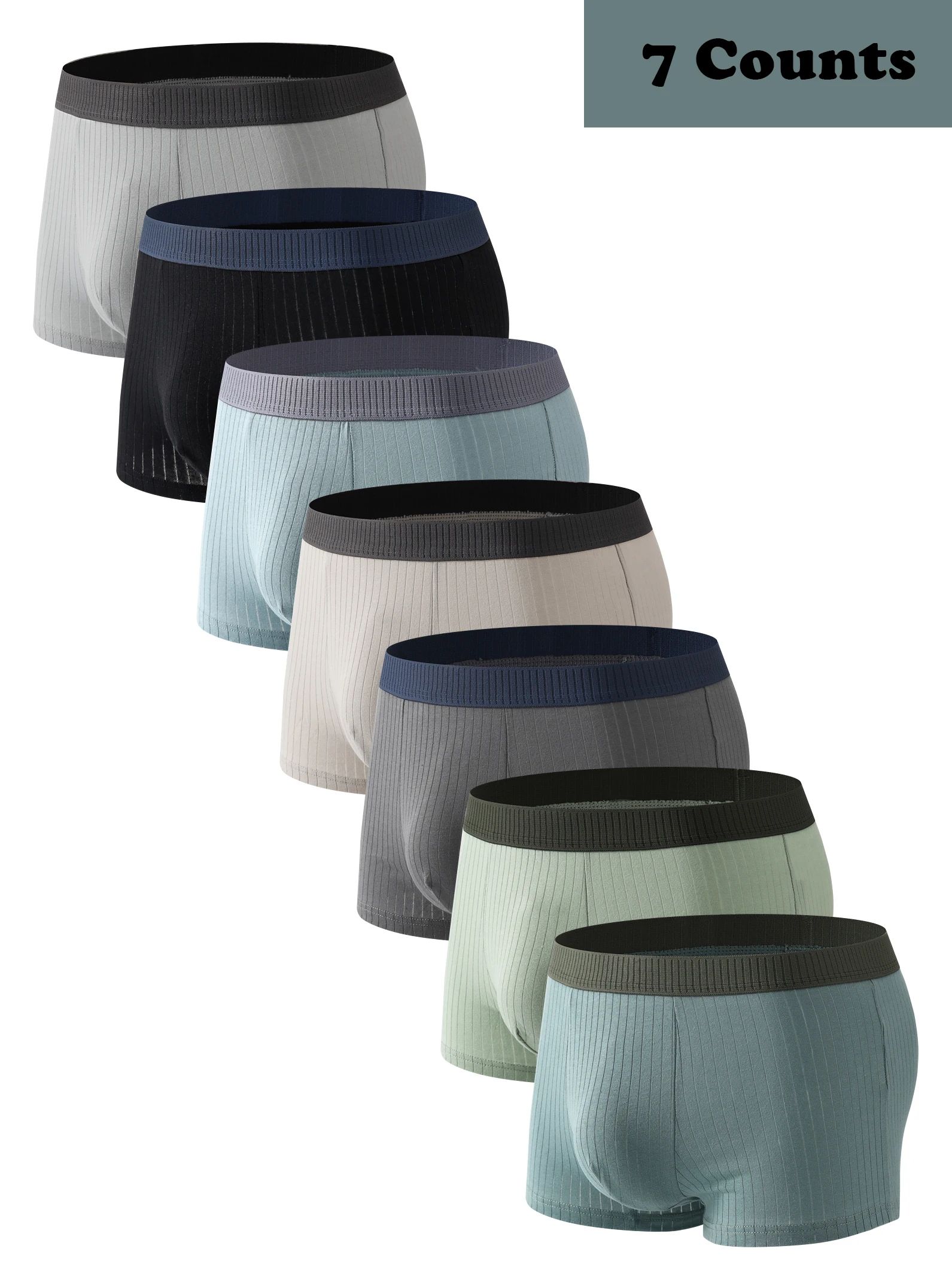 Mens Cotton Boxer Shorts Soft Breathable Underwear 7 Pack