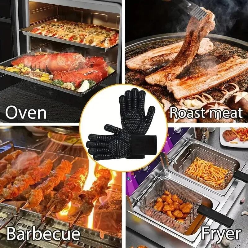 Professional Heat Resistant Oven Glove – Cut-Resistant & Non-Slip Silicone BBQ Mitt