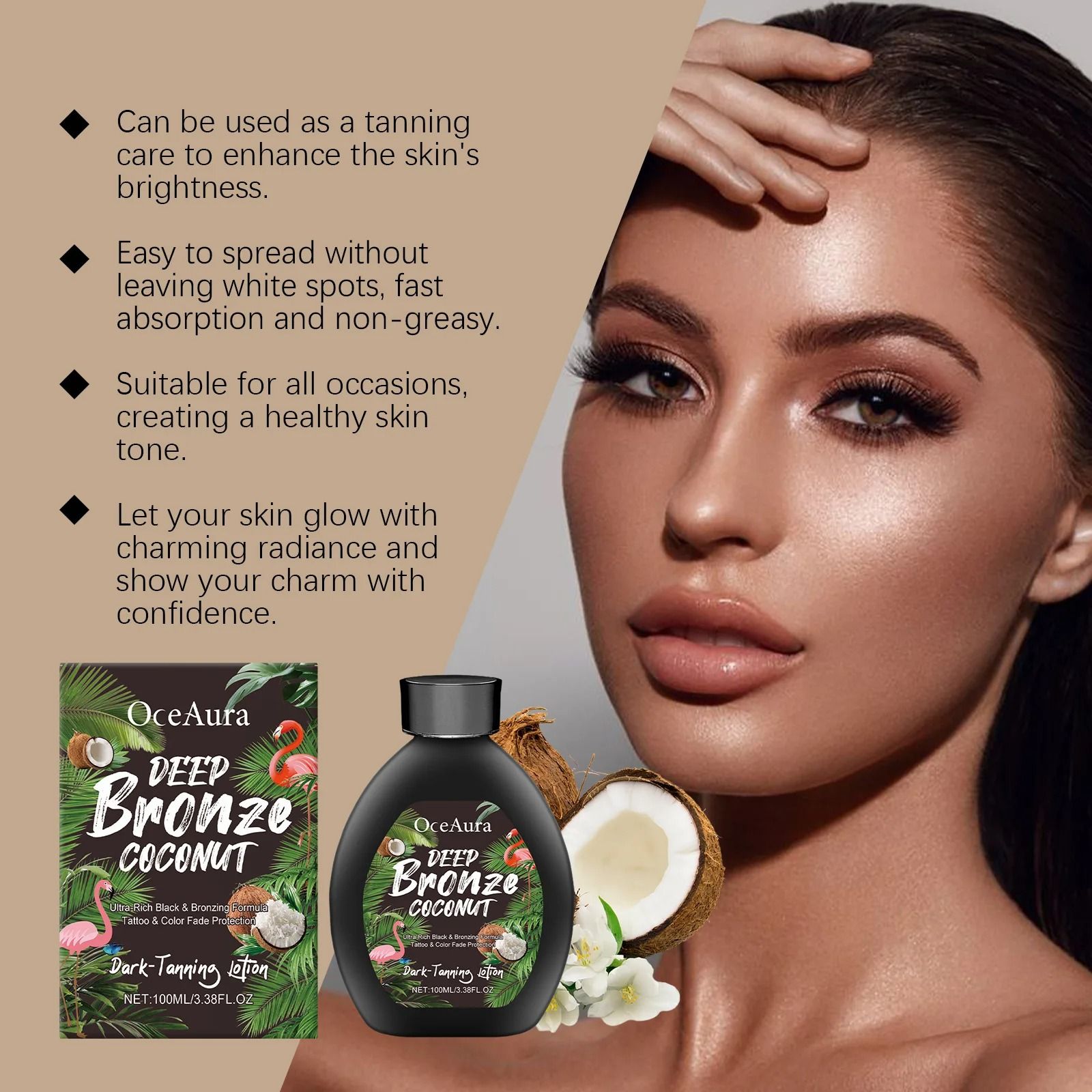 Coconut Infused Dark Tanning Booster – Sexy Golden Brown Bronzing Enhancer