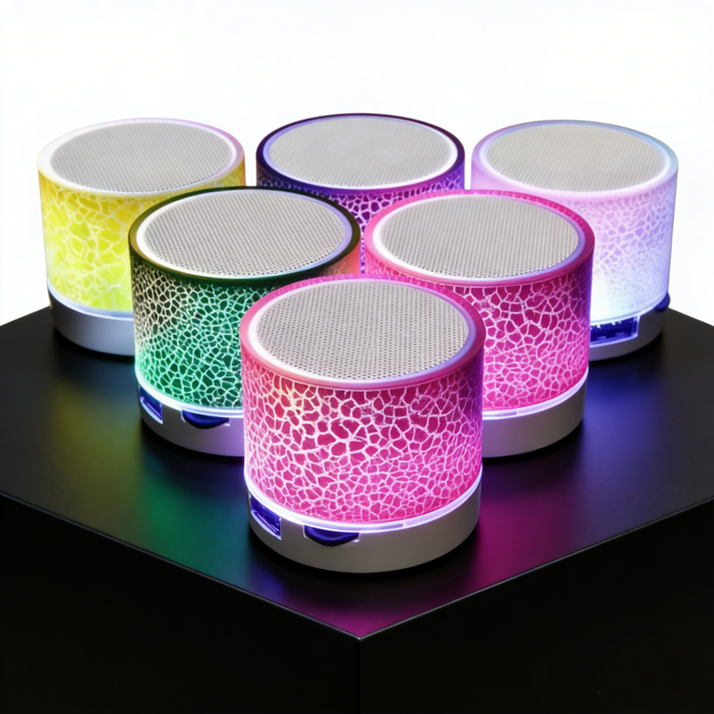 Mini Bluetooth Speaker Wireless Loudspeaker with LED Crack Effect SD Card & USB Subwoofer Portable Design
