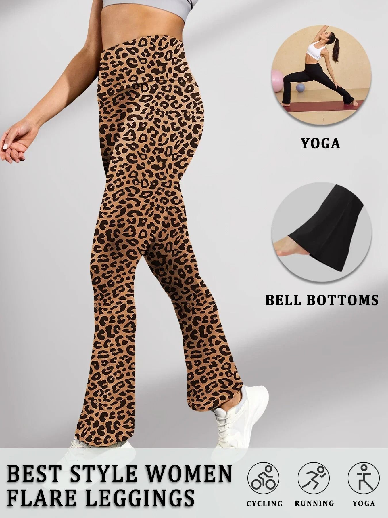 Womens High Waisted Flare Yoga Pants – Super Soft Bell Bottom Leggings with Tummy Control