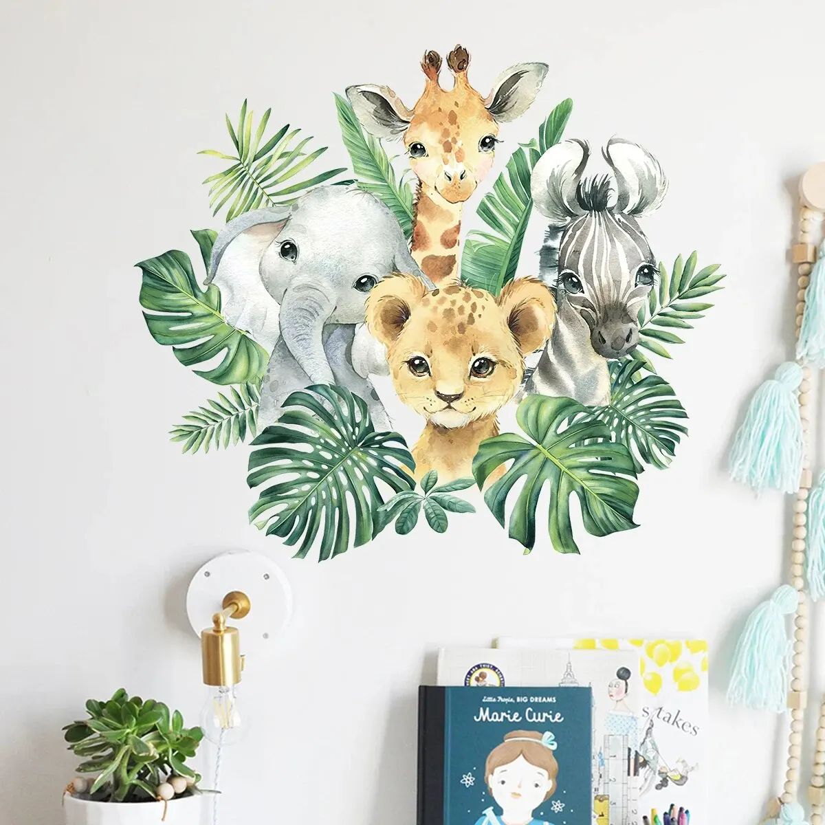 Cute Cartoon Animal Wall Stickers Rainbow Kids Room Decals