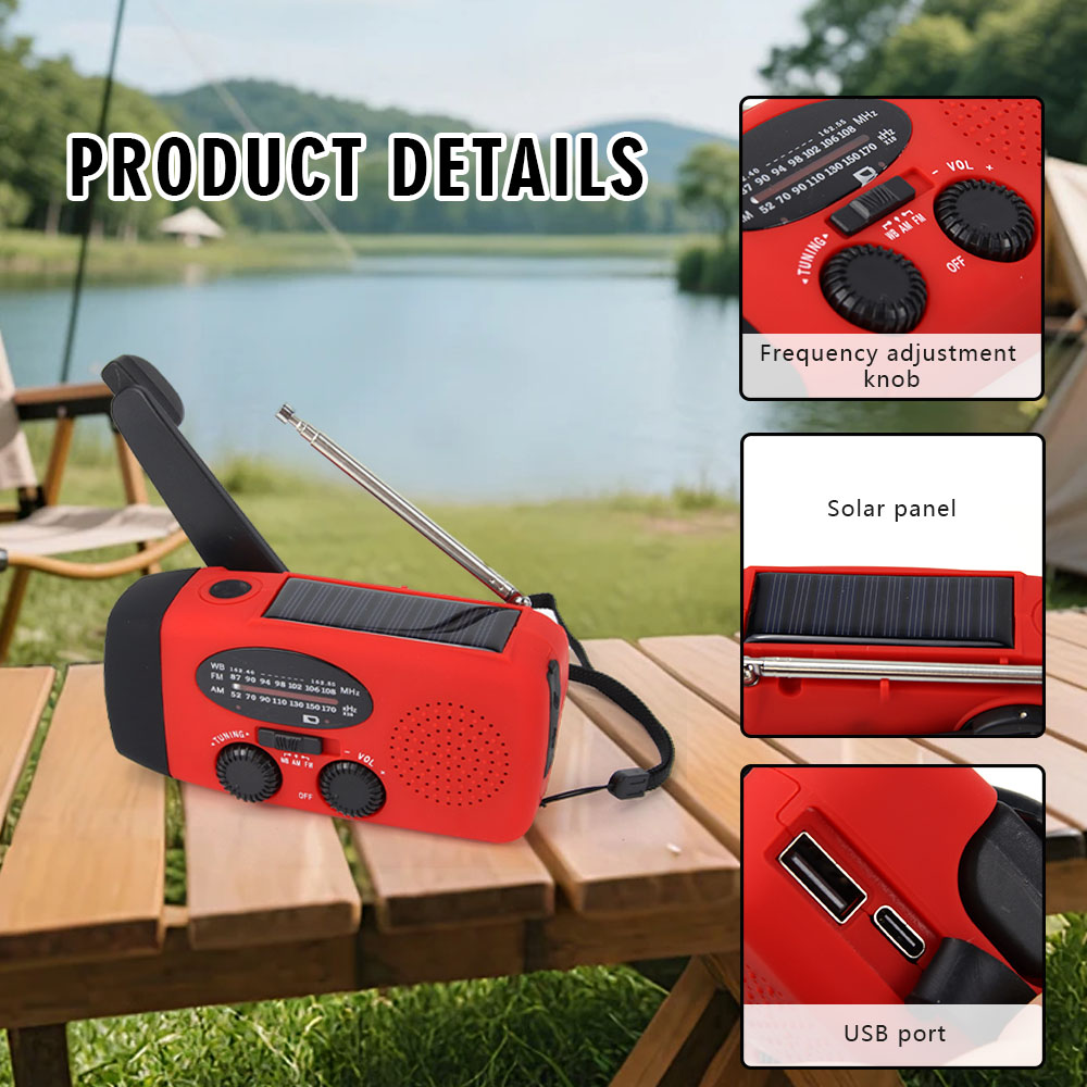 Emergency Solar Hand Crank Radio with NOAA Weather Alert & Power Bank