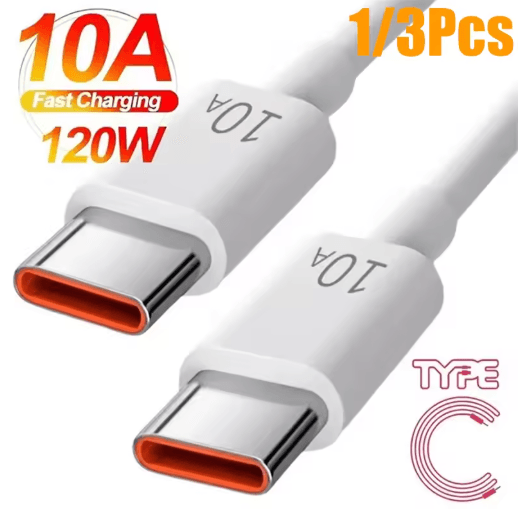 120W Type C to Type C Fast Charging Cable High Speed Data Power Cable 1 3 PCS