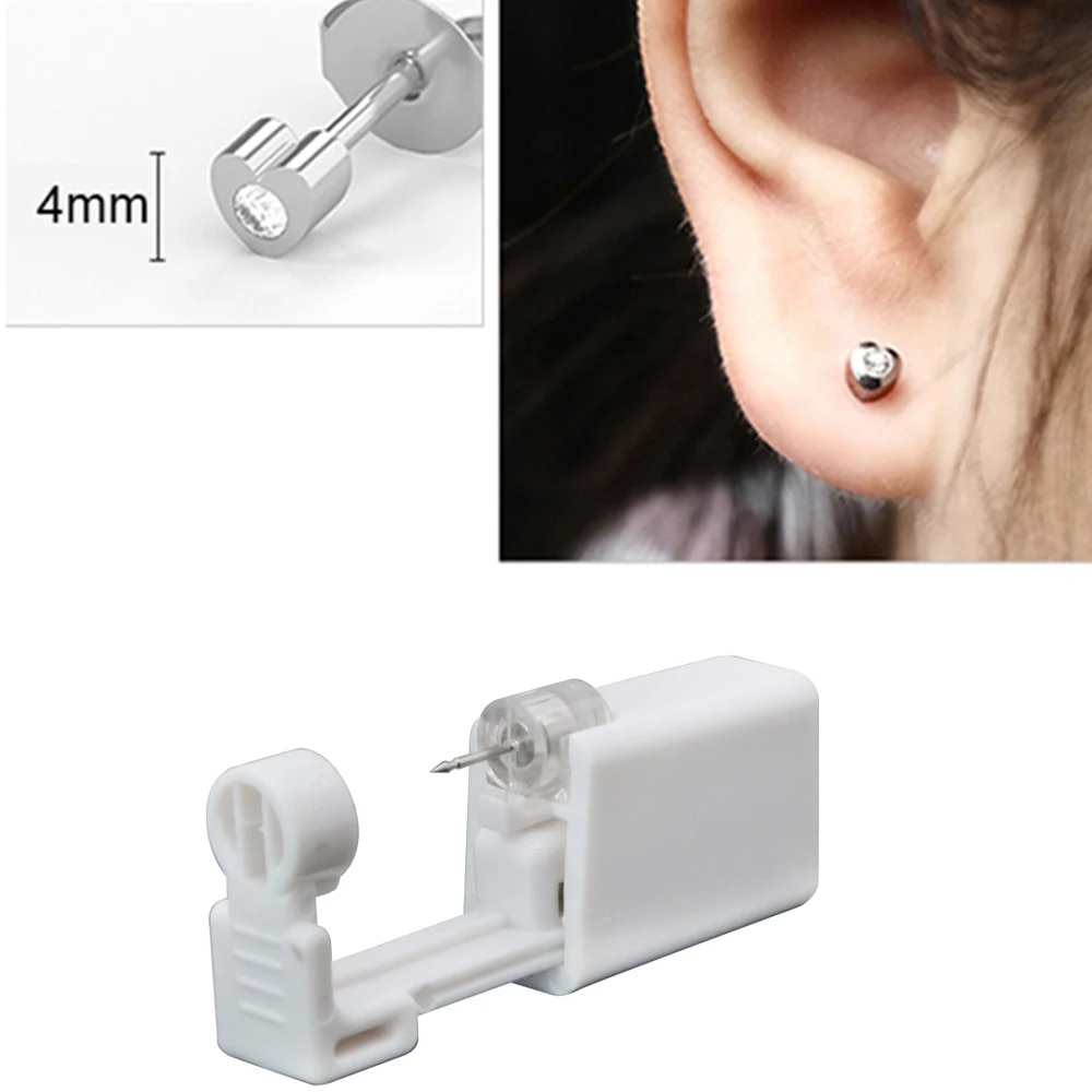 Disposable Sterile Ear Piercing Kit: Cartilage, Tragus, Helix Gun with No Pain - 1/2/4Pcs Piercer Tool & Stud Jewelry