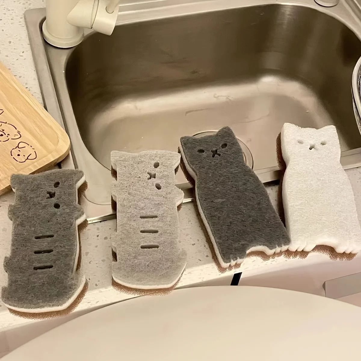 Cute Cat Kitchen Sponge Set – Thick Durable Dishwashing & Cleaning Sponges (4-Piece)