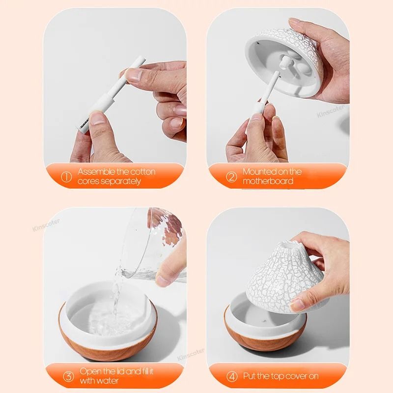 300ml Volcano Air Humidifier with LED Night Light USB Mist Diffuser