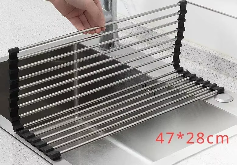 Kitchen Sink Double Bowl, Stainless Steel Inset Basket W/Drainer and Soap Dispenser