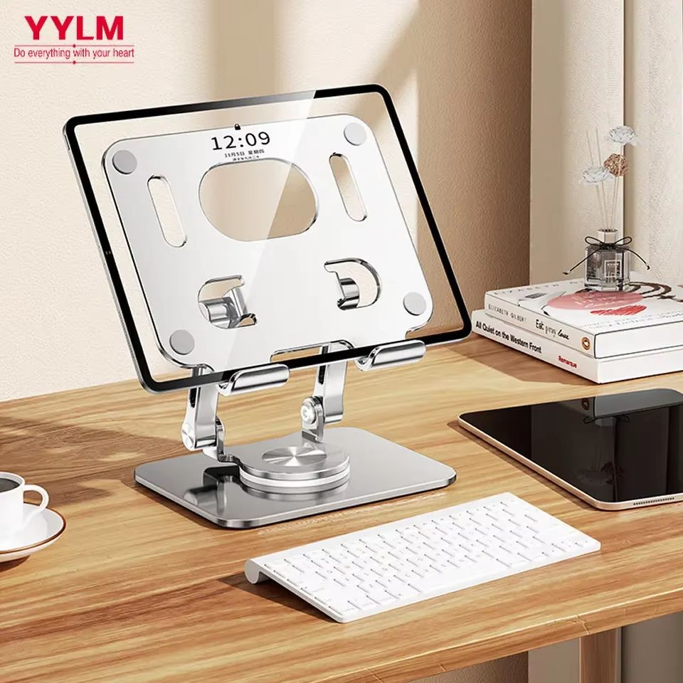 360° Adjustable Aluminum Tablet Stand – Foldable iPad Holder for Desk, Compatible with iPad Pro, Air, Mini & Smartphones