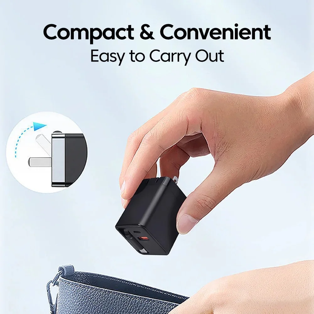 Retractable Cable USB C Fast Charger Quick Phone Adapter