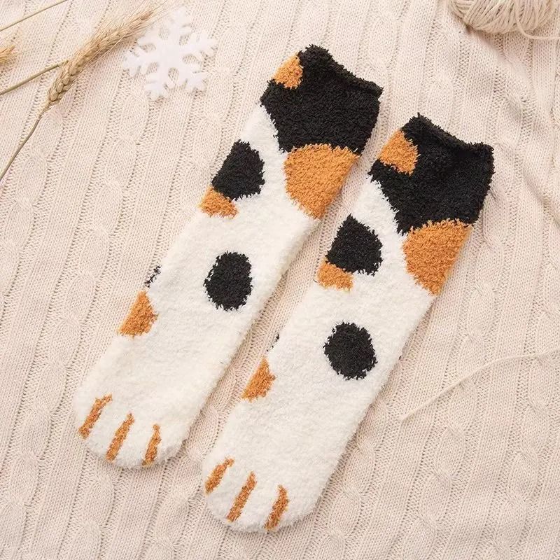 Women Winter Warm Fluffy Animal Paw Fuzzy Socks