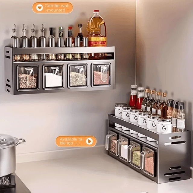 StellaWall Stainless Steel Wall Mounted Spice Rack Organizer