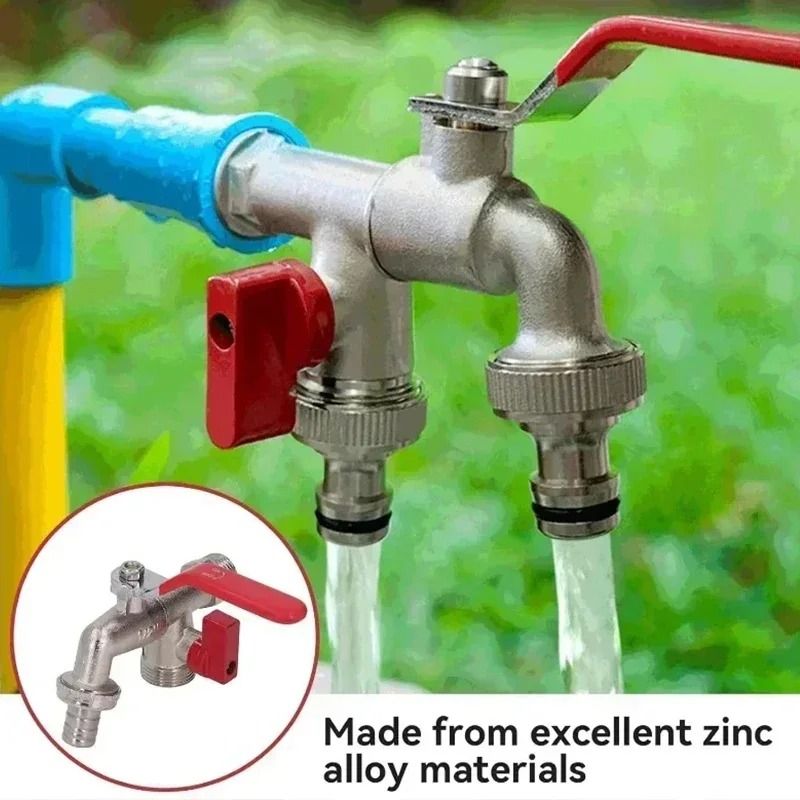 2-in-1 Double Valve Outdoor Garden Faucet with Anti-Freeze Design
