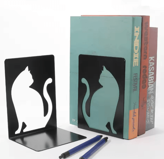 Cute Cat Metal Bookends Heavy Duty Decorative Bookends for Shelves