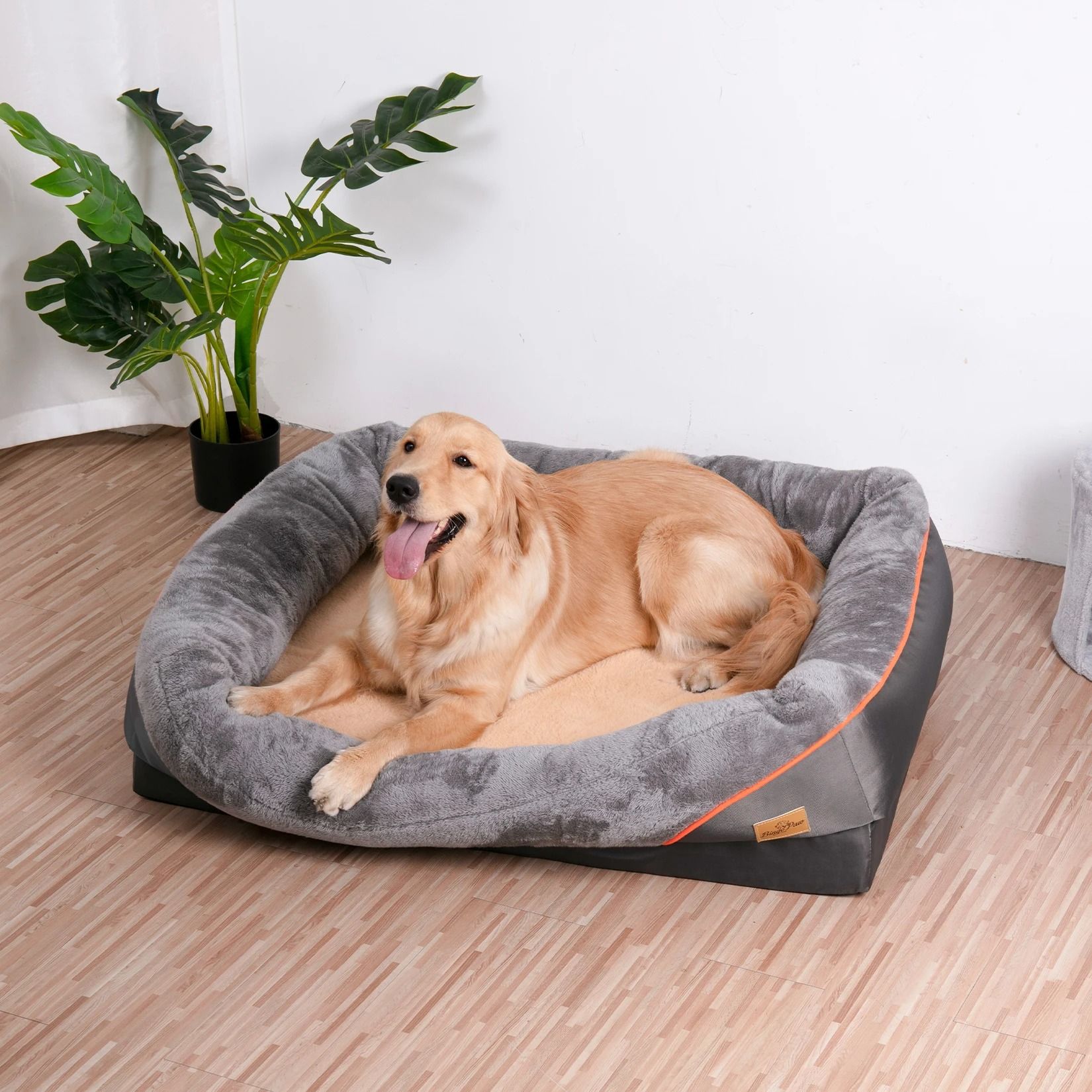 Jumbo Orthopedic Memory Foam Dog Bed with Bolstered Sofa Design